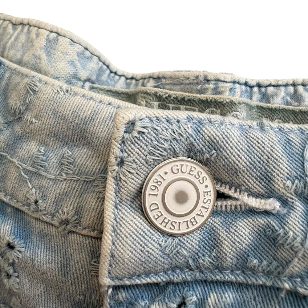 Guess Floral Eyelet Denim Shorts High Rise Light Wash Sz 25 Coquette Boho Casual - Picture 4 of 9